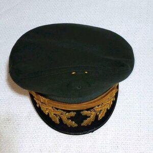 Flight Ace Embellish Embroider Stamp Leather Lined Military Vintage Hat Costume